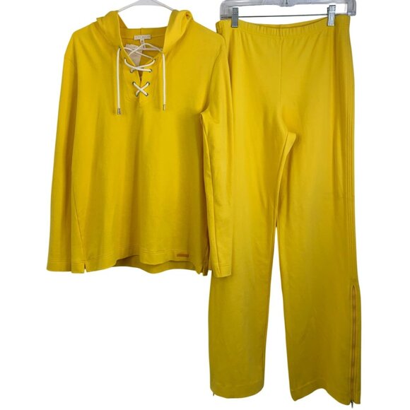 Rare NWT Escada Small 2-piece Yellow Hooded Sweats Set Austria Jogger Vacay 8799 - Picture 2 of 9
